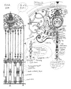 Hand-drawn sketch of a metal door