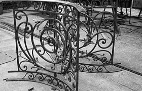 Making of a forged iron door and screenMaking of a forged iron balocony railing